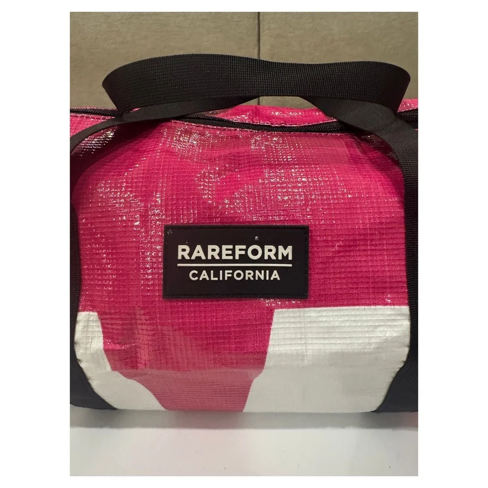 Rareform Duffle Bag Unisex Medium Pink White Upcycled Billboard‎ Vinyl Sporty